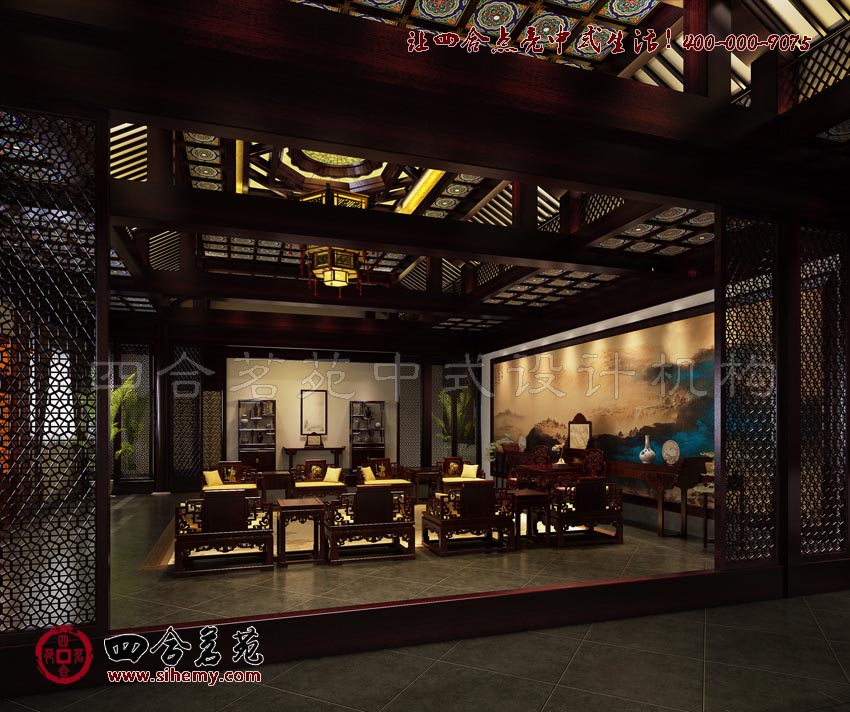 經典空間裝飾典雅的表現 鄉村四合院裝修設計大堂效果圖