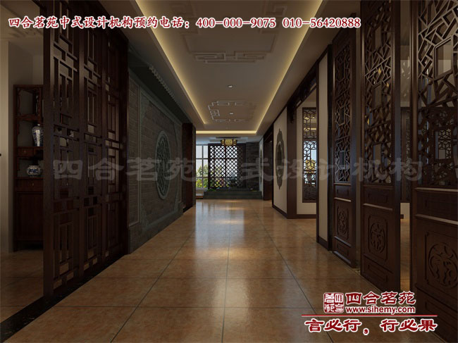 新中式風格會所走廊效果圖 典雅高貴的新中式風格會所走廊設計